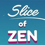 Κείμενο με την επιγραφή Slice of Zen πάνω σε μπλε φόντο με ένα εικονίδιο χεριού που δείχνει