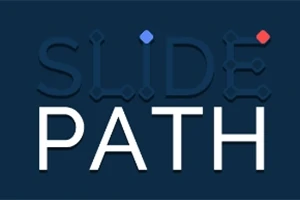 Σκούρο μπλε φόντο με τη λέξη “SLIDE” σε σκούρο μπλε και “PATH” σε λευκό, διακοσμημένο με μικρά πολύγωνα