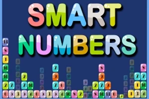 Χρωματιστός τίτλος SMART NUMBERS με αριθμημένα μπλοκ σε διάφορα χρώματα σε σκοτεινό φόντο