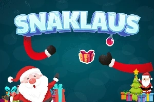 Ο Άγιος Βασίλης με δώρα δίπλα σε χριστουγεννιάτικο δέντρο με το κείμενο SNAKLAUS στο πάνω μέρος