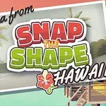 Κάρτα με την επιγραφή Aloha from Snap the Shape Hawaii, με σχέδιο παραλίας, φοίνικες και καλύβα