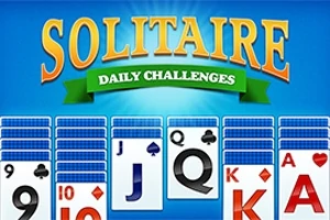 Μπλε φόντο με τράπουλες και τη λέξη Solitaire γράμματα σε κίτρινο χρώμα