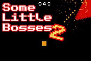 Κόκκινος ψηφιακός τίτλος Some Little Bosses 2 σε μαύρο φόντο με πορτοκαλί και κόκκινα εικονοστοιχεία