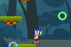 Sonic Jumper Μπλε σκαντζόχοιρος σε δάσος με πλατφόρμες και φωτεινούς δακτυλίους