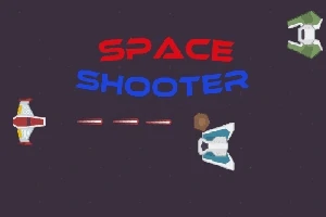 Δύο διαστημόπλοια με λέιζερ και ένας τίτλος Space Shooter στο κέντρο της εικόνας