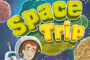 Αστροναύτης με φόντο πλανήτες και τον τίτλο Space Trip σε κινούμενα γραφικά
