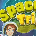 Αστροναύτης με φόντο πλανήτες και τον τίτλο Space Trip σε κινούμενα γραφικά