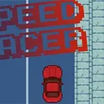 Κόκκινο αυτοκίνητο σε δρόμο με την επιγραφή SPEED RACER από πάνω