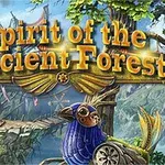 Τίτλος Spirit of the Ancient Forest σε φανταστικό τοπίο με ξύλινη γέφυρα και μπλε πουλί με γρανάζια