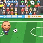 Δύο καρτουνίστικοι χαρακτήρες ποδοσφαιριστών παίζουν ποδόσφαιρο σε γήπεδο με πλήθος θεατών στο φόντο