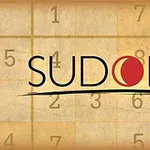 Η εικόνα περιέχει τον τίτλο SUDOKU με φόντο ένα πλέγμα αριθμών σε αποχρώσεις του μπεζ
