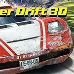 Super Drift 3D Κόκκινο αγωνιστικό αυτοκίνητο με λευκές ρίγες και εντυπωσιακές φθορές στο μπροστινό μέρος
