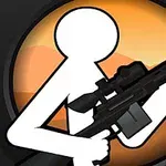 Λευκή φιγούρα σε σχήμα ανθρώπου κρατά όπλο με φόντο ηλιοβασίλεμα
