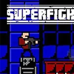 Δύο pixel χαρακτήρες με όπλα σε μπλε φόντο, με τον τίτλο SUPERFIGHTERS στην κορυφή