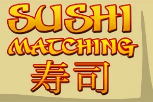 Κείμενο με την φράση SUSHI MATCHING και ιαπωνικούς χαρακτήρες σε κιτρινο-πορτοκαλί φόντο