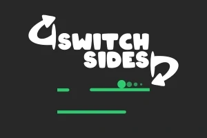 Λευκός τίτλος Switch Sides με πράσινες γραμμές και κύκλους σε μαύρο φόντο
