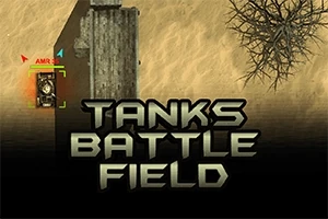Άρμα μάχης σε έρημη τοποθεσία με τον τίτλο Tanks Battlefield στο προσκήνιο