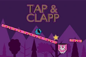 Μία καρτουνίστικη σκηνή με τίτλο Tap & Clapp, που παρουσιάζει μια μπλε σφαίρα, έναν χαμογελαστό ροζ κύβο σε ένα κεκλιμένο επίπεδο και ένα χρυσό αστέρι, με μωβ φόντο από δέντρα