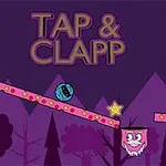 Μία καρτουνίστικη σκηνή με τίτλο Tap & Clapp, που παρουσιάζει μια μπλε σφαίρα, έναν χαμογελαστό ροζ κύβο σε ένα κεκλιμένο επίπεδο και ένα χρυσό αστέρι, με μωβ φόντο από δέντρα