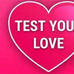 Ροζ καρδιά με τη φράση TEST YOUR LOVE σε λευκό φόντο