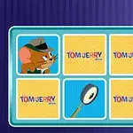 The Tom and Jerry Show: Memory Mischief Κάρτα με πέντε τετράγωνα, ένα με το σχέδιο ποντικιού που φοράει καπέλο και ένα μεγεθυντικό φακό, και τρία με το λογότυπο Tom and Jerry