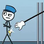 Ένας σκίτσο-άνθρωπος ντυμένος ως φρουρός με κράνος κρατά ένα κλειδί, ενώ μια κινούμενη χέρι βγαίνει από πίσω από κάγκελα για να το πάρει