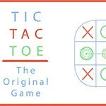 Κείμενο Tic Tac Toe στα αριστερά με έναν πίνακα τριών γραμμών και τριών στηλών στα δεξιά, που περιλαμβάνει σύμβολα X και O