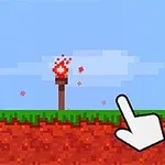 Δάδα πάνω σε χόρτο και χώμα σε στυλ pixel με χέρι δείκτη στο προσκήνιο