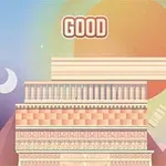 Μια στοίβα από κεραμικά blocks με μια λέξη GOOD στην κορυφή, φόντο που περιλαμβάνει πυραμίδες και έναν ήλιο