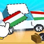 Άσπρο αυτοκίνητο σε διαδικασία συναρμολόγησης με πολύχρωμο εξάρτημα και χέρι που δείχνει κατεύθυνση