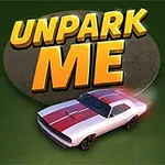 Το κείμενο UNPARK ME με ένα λευκό αυτοκίνητο με κόκκινες ρίγες σε φόντο πράσινο