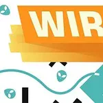 Γραφικό με τη λέξη WIRE σε πορτοκαλί φόντο, με αφηρημένα σχήματα σε λευκό και γαλάζιο