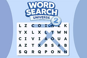 Λογότυπο «Word Search Adventure 2» πάνω από πλέγμα αναζήτησης λέξεων με γράμματα και γαλάζιο βέλος