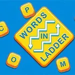 Κίτρινο διαμάντι με τη φράση WORDS IN LADDER περιτριγυρισμένο από πορτοκαλί και κίτρινα γράμματα σε μπλε φόντο