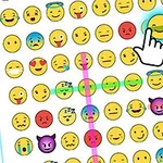 Διάταξη από emojis με διάφορες εκφράσεις σε έναν πίνακα, με ένδειξη επιλογής σε μία από τις φατσούλες