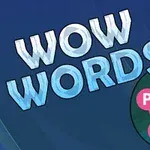 Κείμενο WOW WORDS με διάγραμμα λέξεων που συνδέονται με γραμμές σε ροζ κύκλους