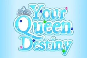 Κείμενο Your Queen Destiny με τιάρα και χρωματιστές πέτρες σε γαλάζιο φόντο