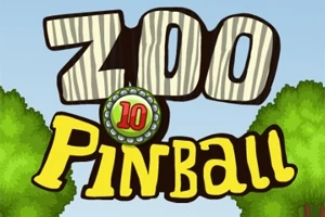Ο τίτλος Zoo Pinball με ζέβρα μοτίβο γύρω από το Zoo και δύο πράσινα δέντρα στο φόντο